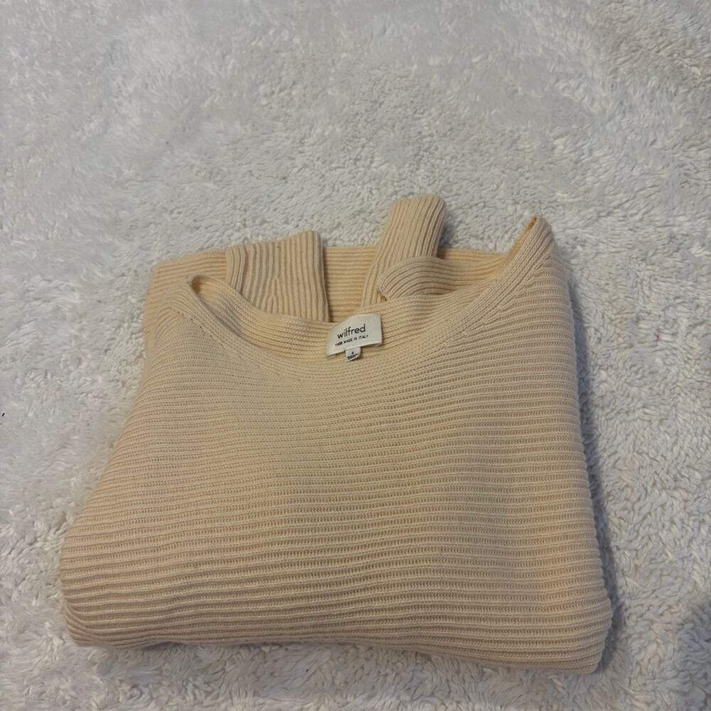 Aritzia Wilfred Merino Wool Pullover Knit Sweater Classic Preppy Chic Old Money